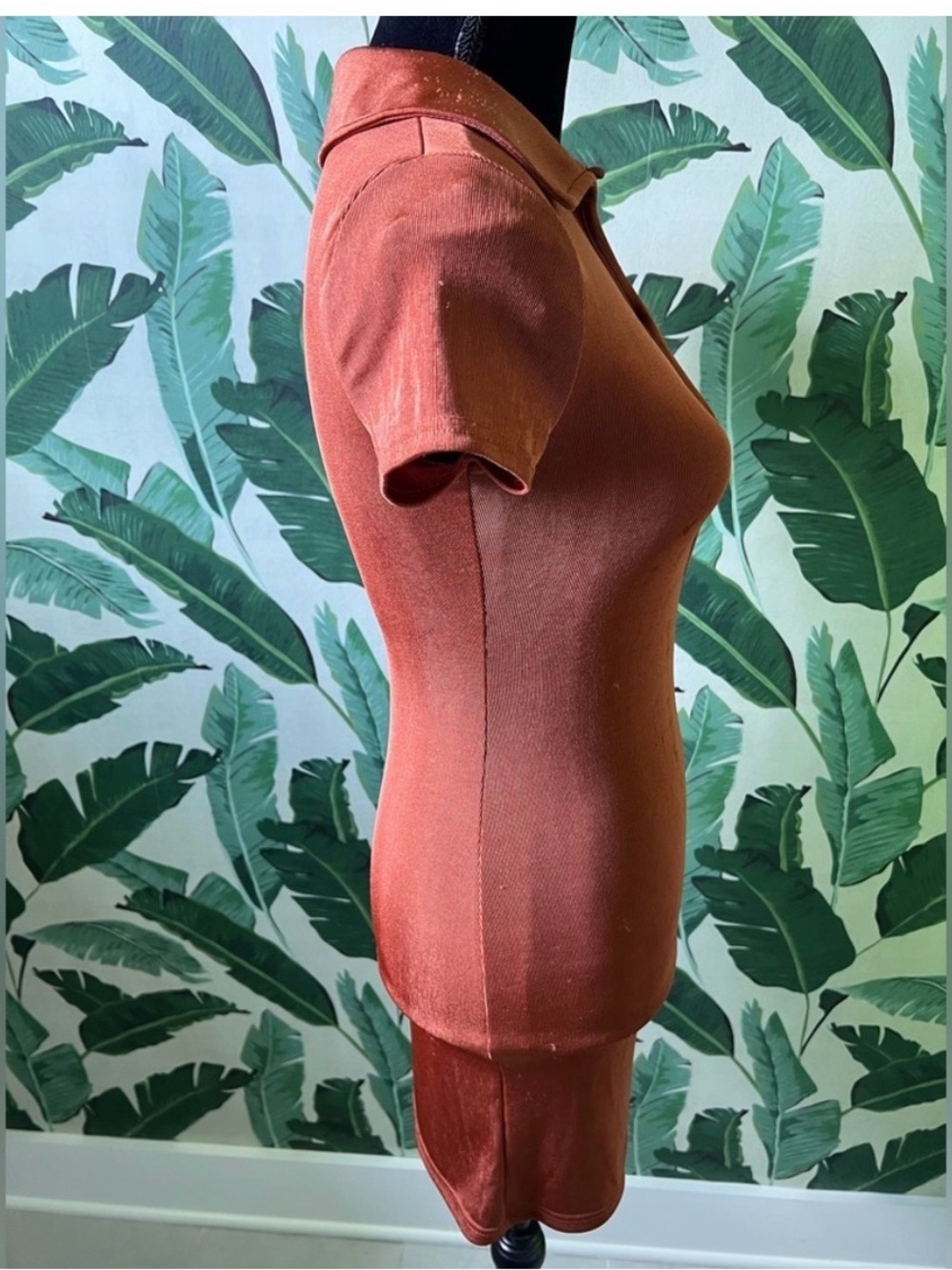 Urban Outfitters Christy Keyhole Cut-Out Mini Dress Wet Look Orange S NWT - Picture 14 of 15
